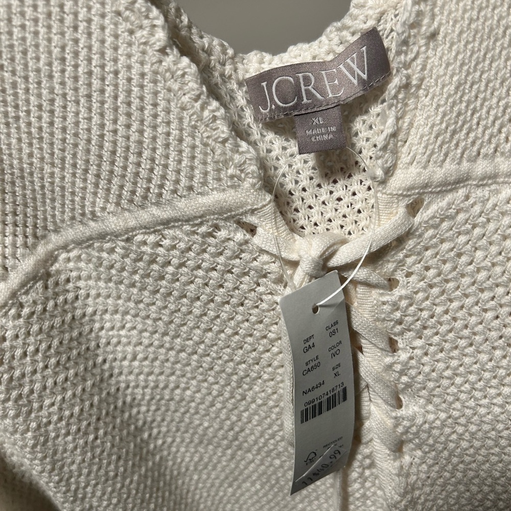 J. Crew Cream Swim Cover-Up with Lace-Up Detail - Picture 4 of 5